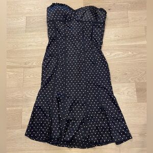 Moon River Black Strapless Dress with White Dots